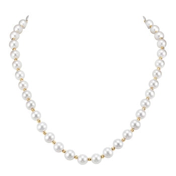 Collar de Perlas, 8-8.5mm, Oro Amarillo de 14K