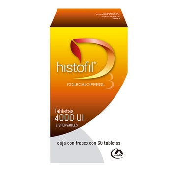 Histofil Vitamina D3 4000 UI Colecalciferol frasco con 60 tabletas