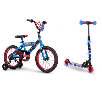 Bicicleta y Scooter Intantil R16 Huffy Spider-man Combo