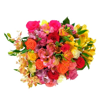 Chiltepec, Bouquet de Rosas y Astromelias Multicolor
