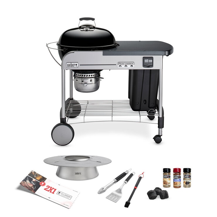 Weber, Performer Deluxe 22" Asador de Carbón + Accesorios + Grill Academy Weber, Performer Deluxe 22" Asador de Carbón + Accesorios + Grill Academy