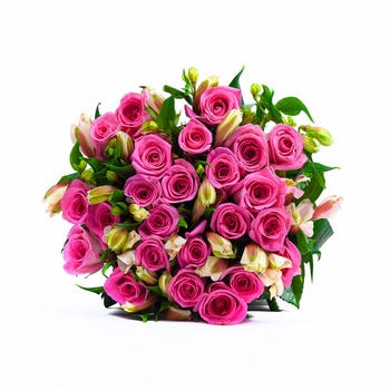 Chiltepec, Bouquet de Rosas y Astromelias Color Rosa