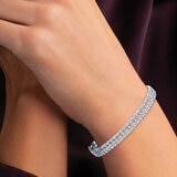 Pulsera con 3 Hileras de Diamantes 1.37ctw, Corte Redondo Brillante, Oro Blanco de 14K