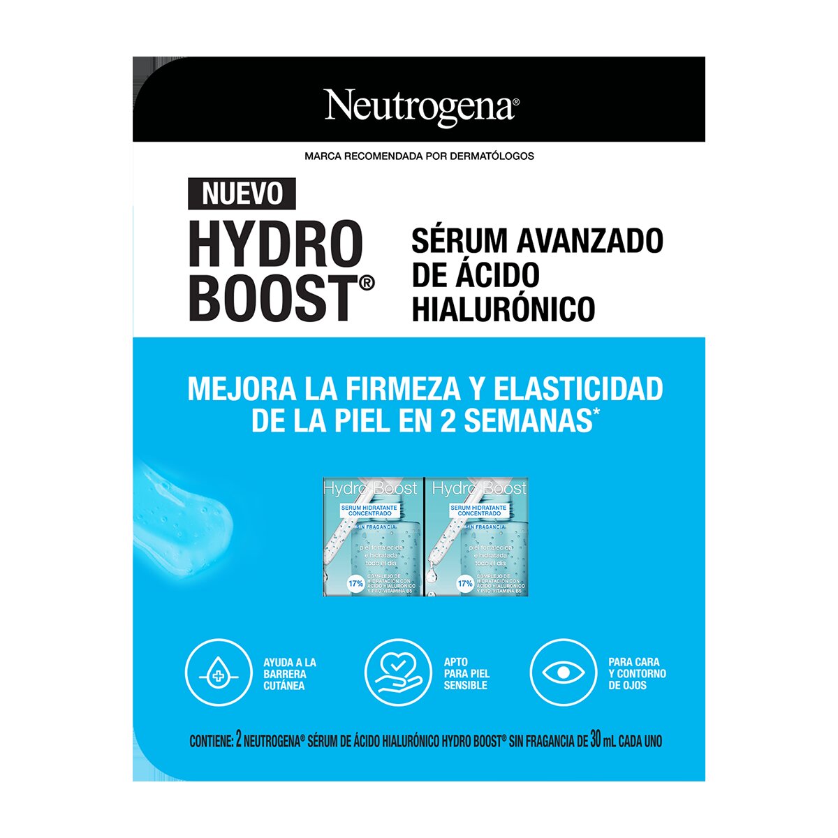 Neutrogena Suero Facial Hydro Boost 2 pzas de 30 ml