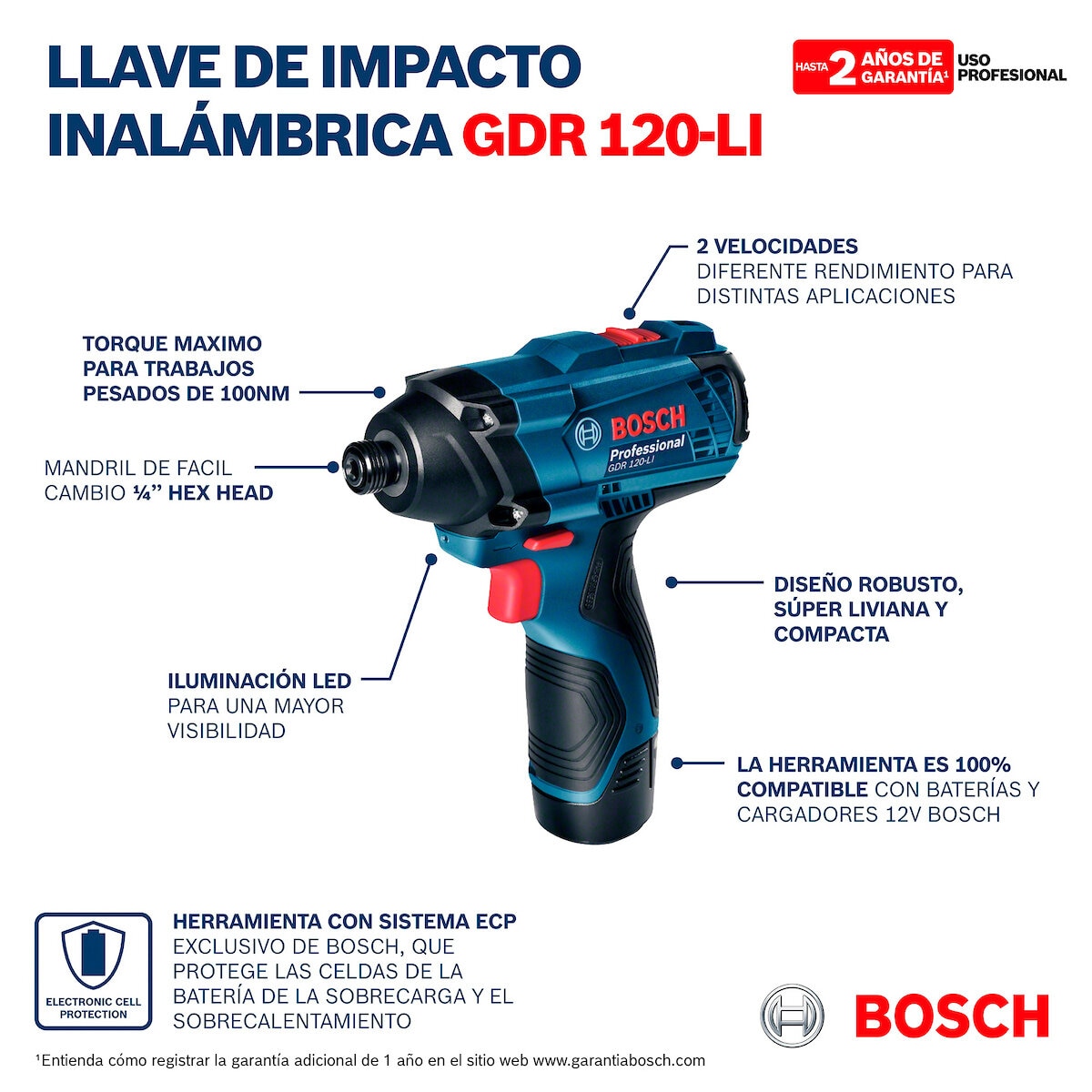 Bosch, Combo Atornillador + Llave de impacto 12V Bosch, Combo Atornillador + Llave de impacto 12V