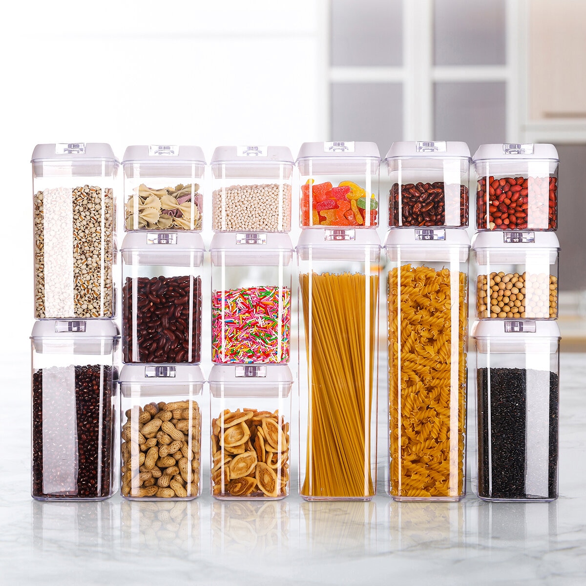 AG Box, Set de 15 Piezas de Contenedores para Alimentos, Color Blanco AG Box, Set de 15 Piezas de Contenedores para Alimentos, Color Blanco