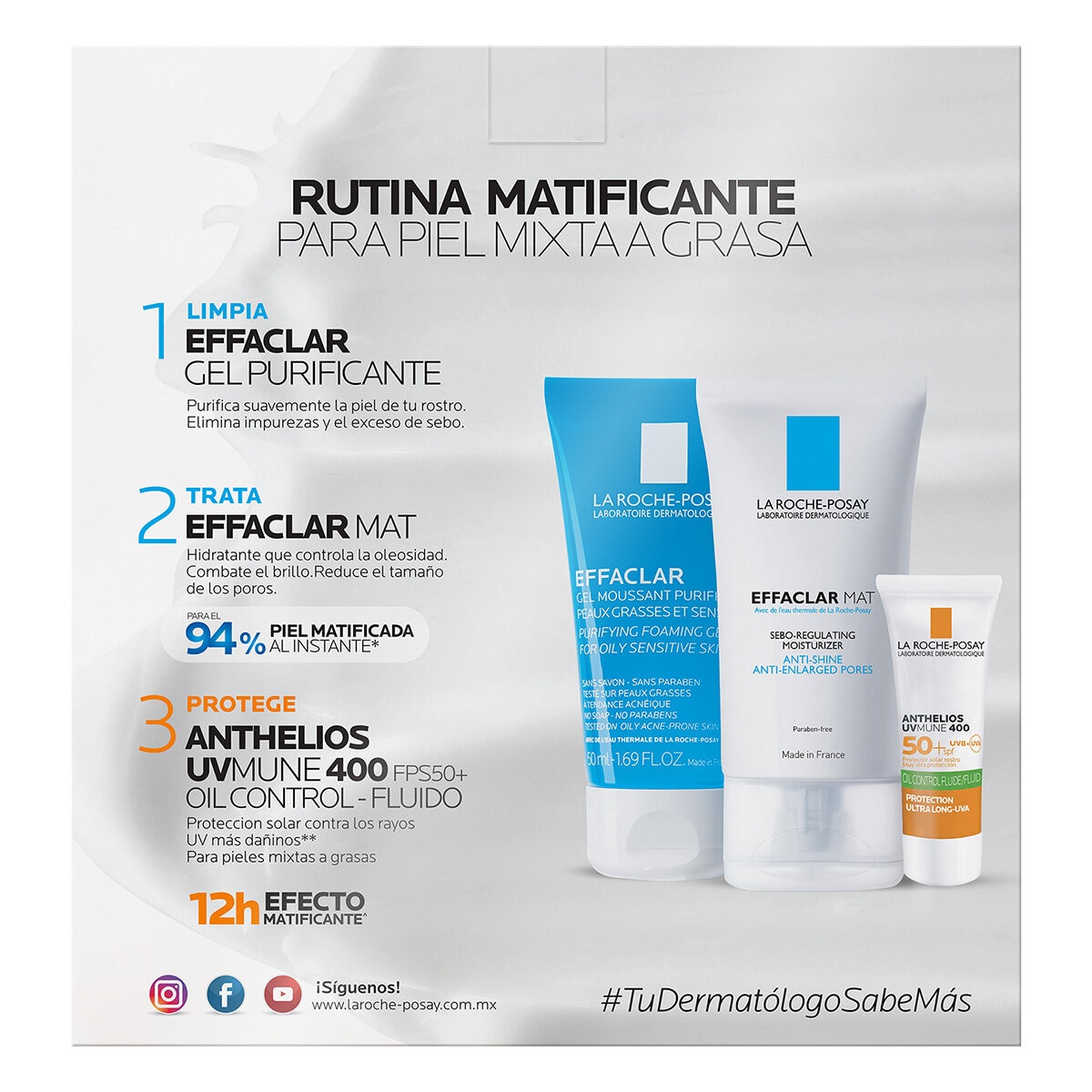 La Roche Posay Effaclar Mat + Effaclar Gel 50 ml + Anthelios Oil 3 ml