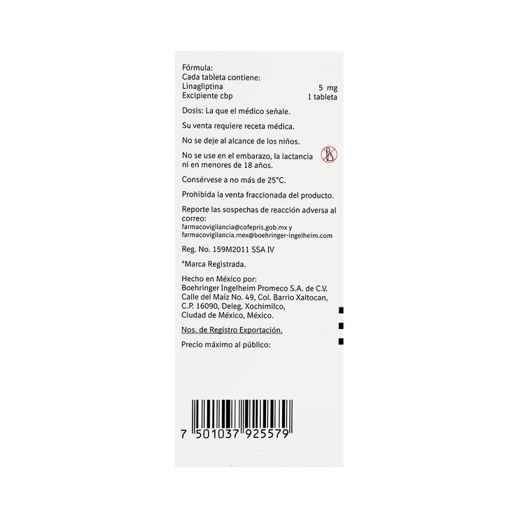 Trayenta 5mg 30 Tabletas Trayenta 5mg 30 Tabletas