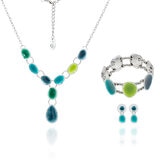 Tropicart, Juego de Collar, Aretes y Pulsera en Tonos Azules Tropicart, Juego de Collar, Aretes y Pulsera en Tonos Azules