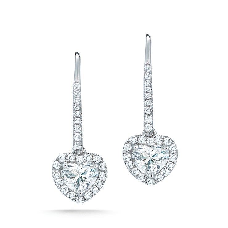 1.70ctw, Aretes de Diamantes, Forma de Corazón, Oro Blanco 14kt 1.70ctw, Aretes de Diamantes, Forma de Corazón, Oro Blanco 14kt