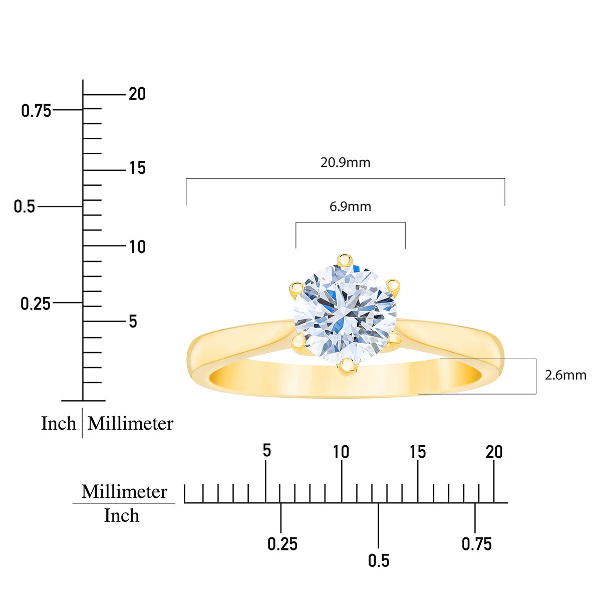 Anillo, 1.00ctw Diamante Solitario, Oro Amarillo 14K