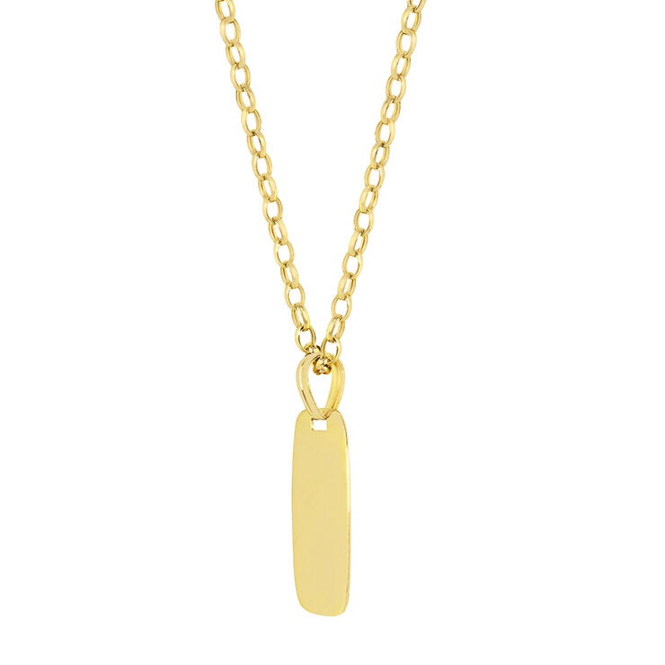 Dije Placa, Oro Amarillo 14K Dije Placa, Oro Amarillo 14K