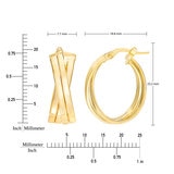 Aretes de Aro Cruzados de Doble Hilera, de Oro Amarillo 14K