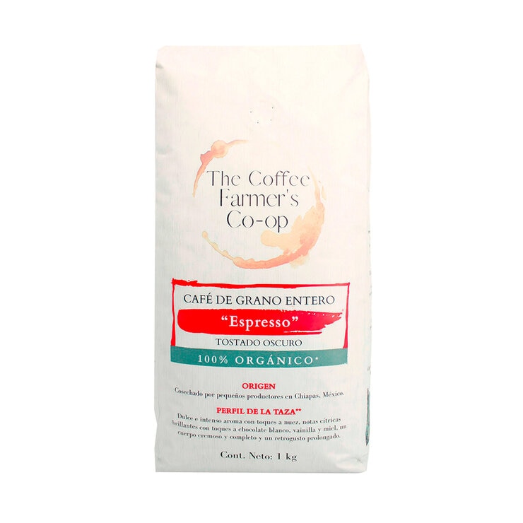 The Coffee Farmer’s Co-op Café Espresso 100% Orgánico Tostado Oscuro Grano Entero 1 kg