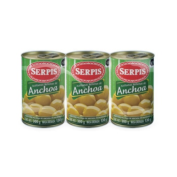 Serpis Aceitunas Rellenas Rellenas de Anchoa 3 pzas de 300 g