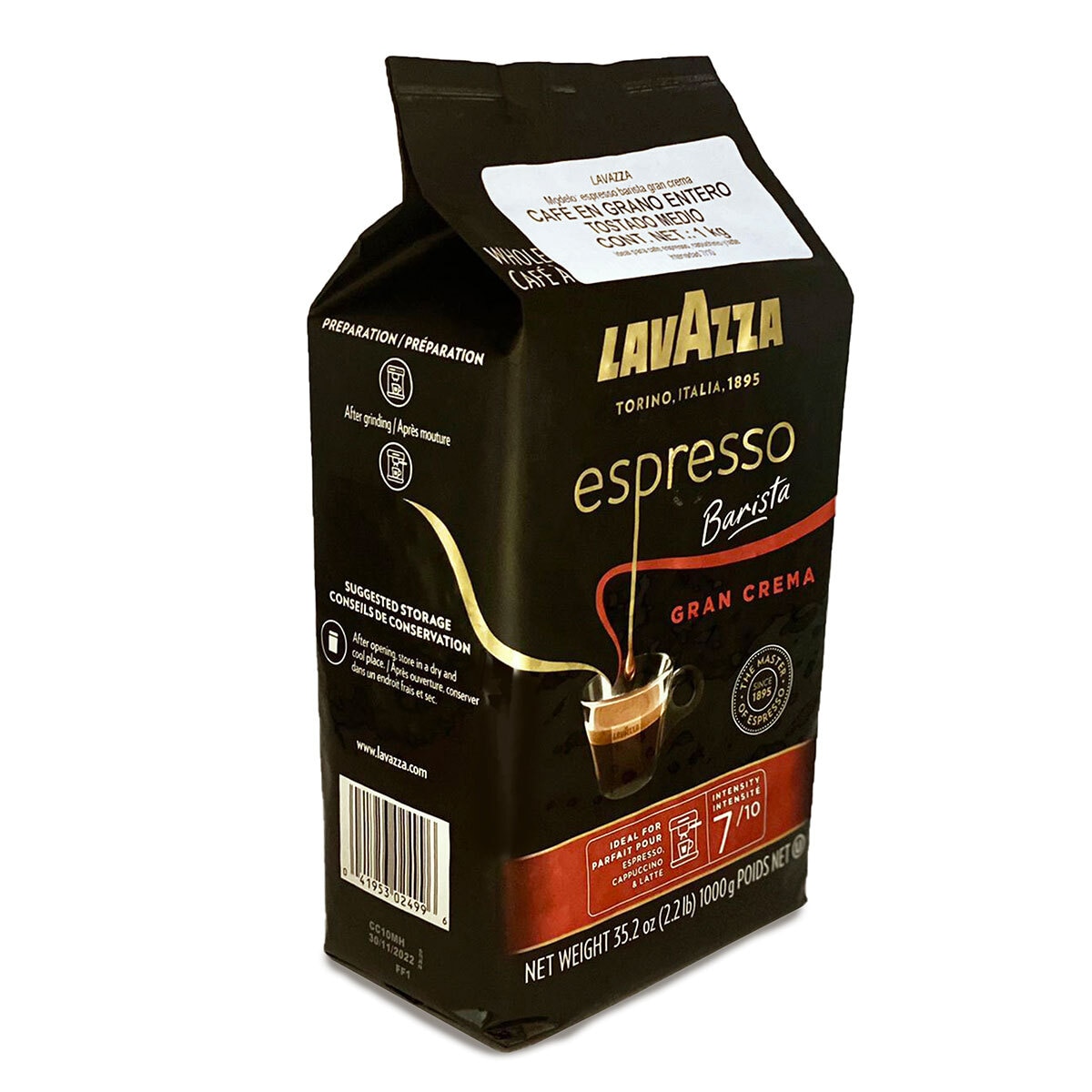 Lavazza Espresso Barista Perfetto - Café en grano entero 100% arábica,  tostado expreso medio, bolsa de 2.2 libras y mezcla de café en grano entero
