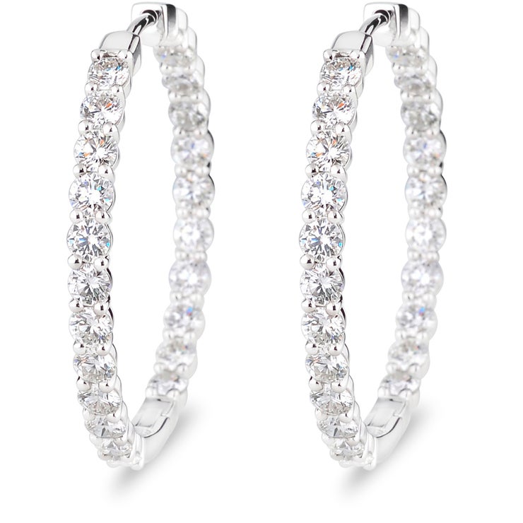 4.95ctw, Arracadas de Diamantes, Corte Redondo, Oro Blanco de 14kt 4.95ctw, Arracadas de Diamantes, Corte Redondo, Oro Blanco de 14kt