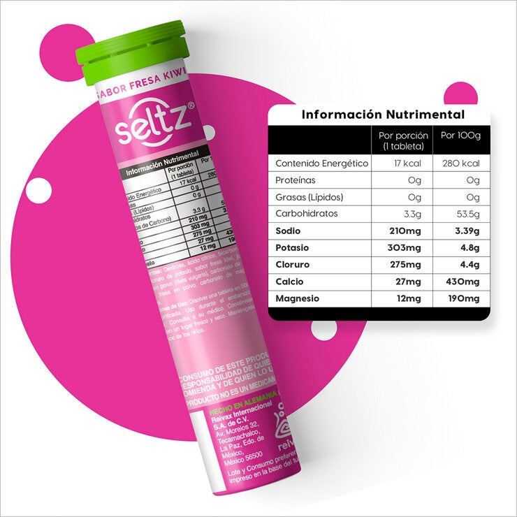 Seltz Electrolitos 3 Tubos de 13 Tabletas Efervescentes c/u Sabor Fresa Kiwi Seltz Electrolitos 3 Tubos de 13 Tabletas Efervescentes c/u Sabor Fresa Kiwi