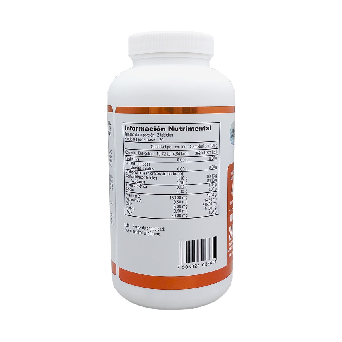 JustCetrux Vitamina C, Fibra Soluble, Zinc y Cobre Frasco con 240 Tabletas JustCetrux Vitamina C, Fibra Soluble, Zinc y Cobre Frasco con 240 Tabletas