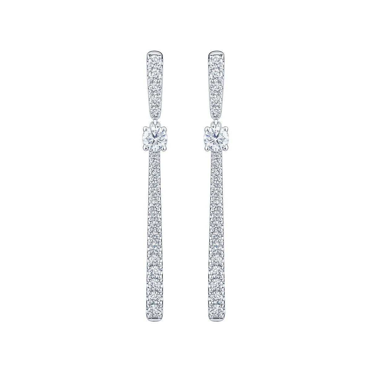 Aretes Colgantes de Diamantes 0.80ctw, en Oro Blanco 14K