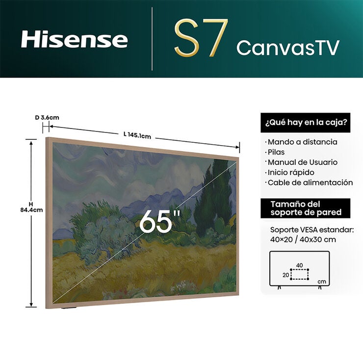 Hisense Pantalla 65" QLED 4K Canvas Google TV Hisense Pantalla 65" QLED 4K Canvas Google TV