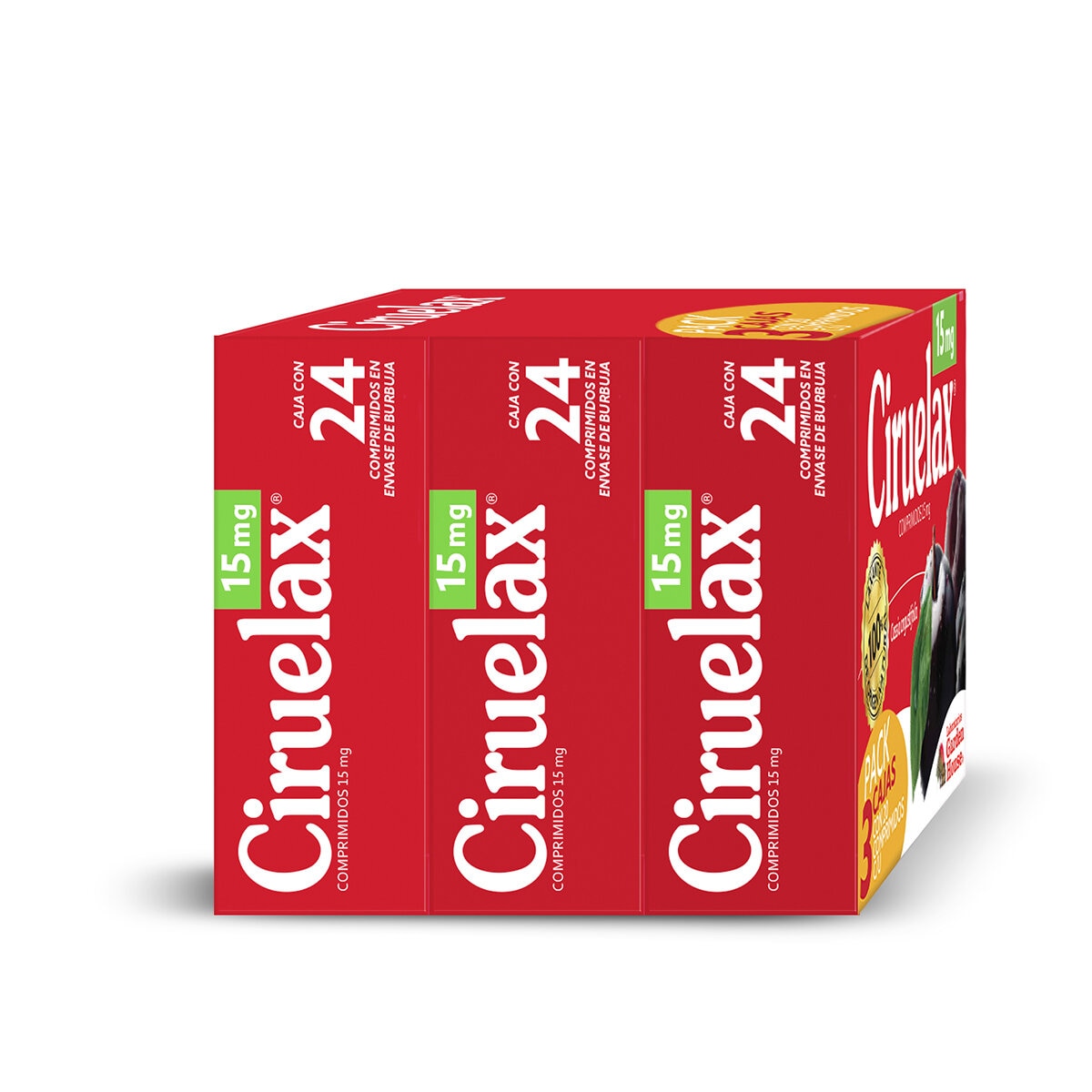 Ciruelax Laxante Comprimidos 15mg 3 cajas de 24