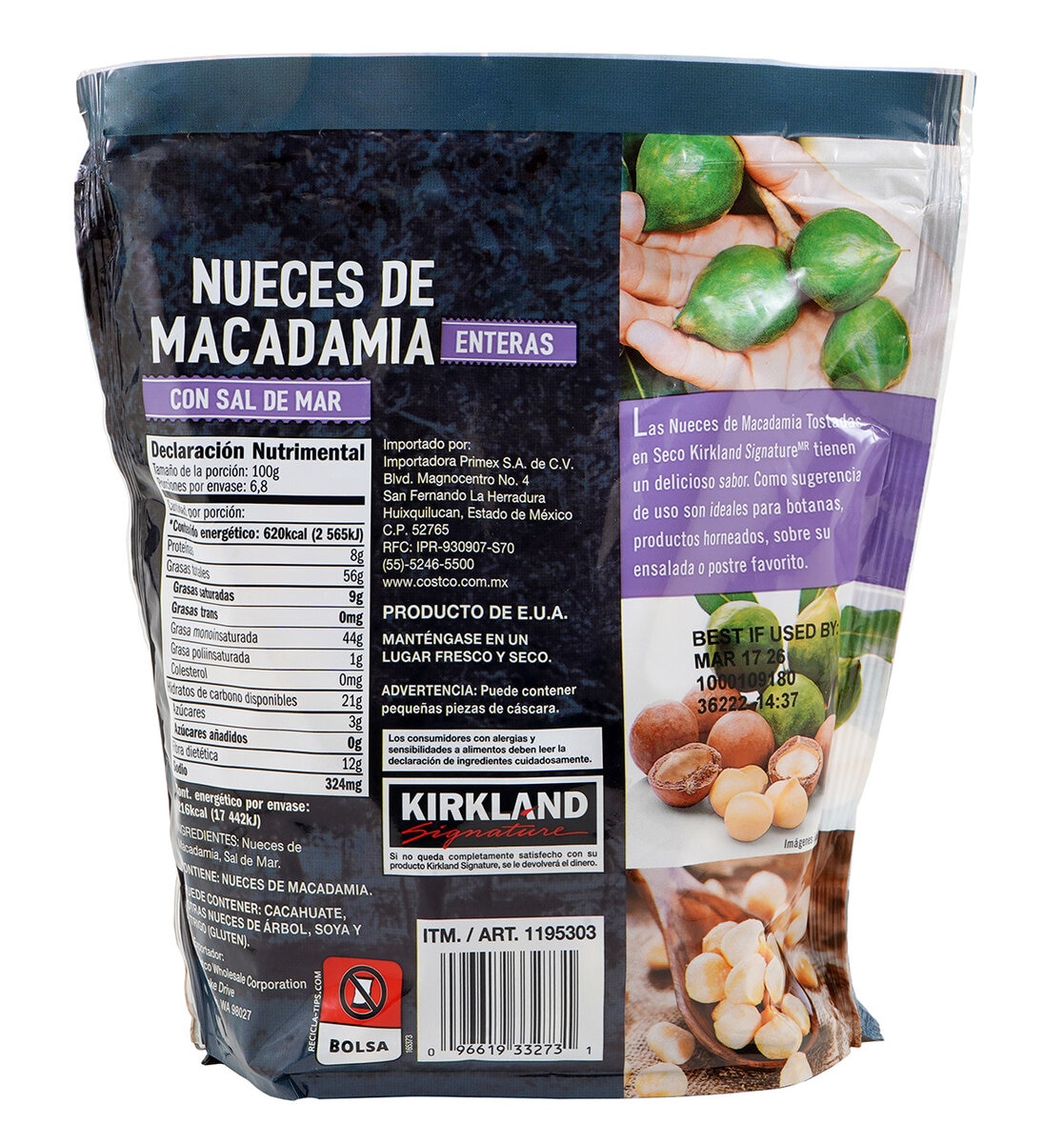 Kirkland Signature Nueces de Macadamia con Sal de Mar 680 g Kirkland Signature Nueces de Macadamia con Sal de Mar 680 g