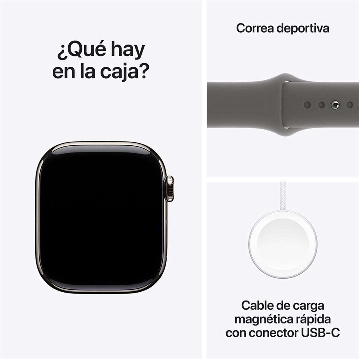 Apple Watch S10 (GPS + Cellular) Caja de Titanio Natural 42mm con Correa Deportiva Gris Piedra S/M