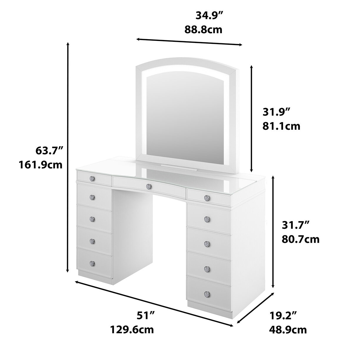 Tresanti, Heidi Tocador con Espejo con Luz Led Tresanti, Heidi Tocador con Espejo con Luz Led