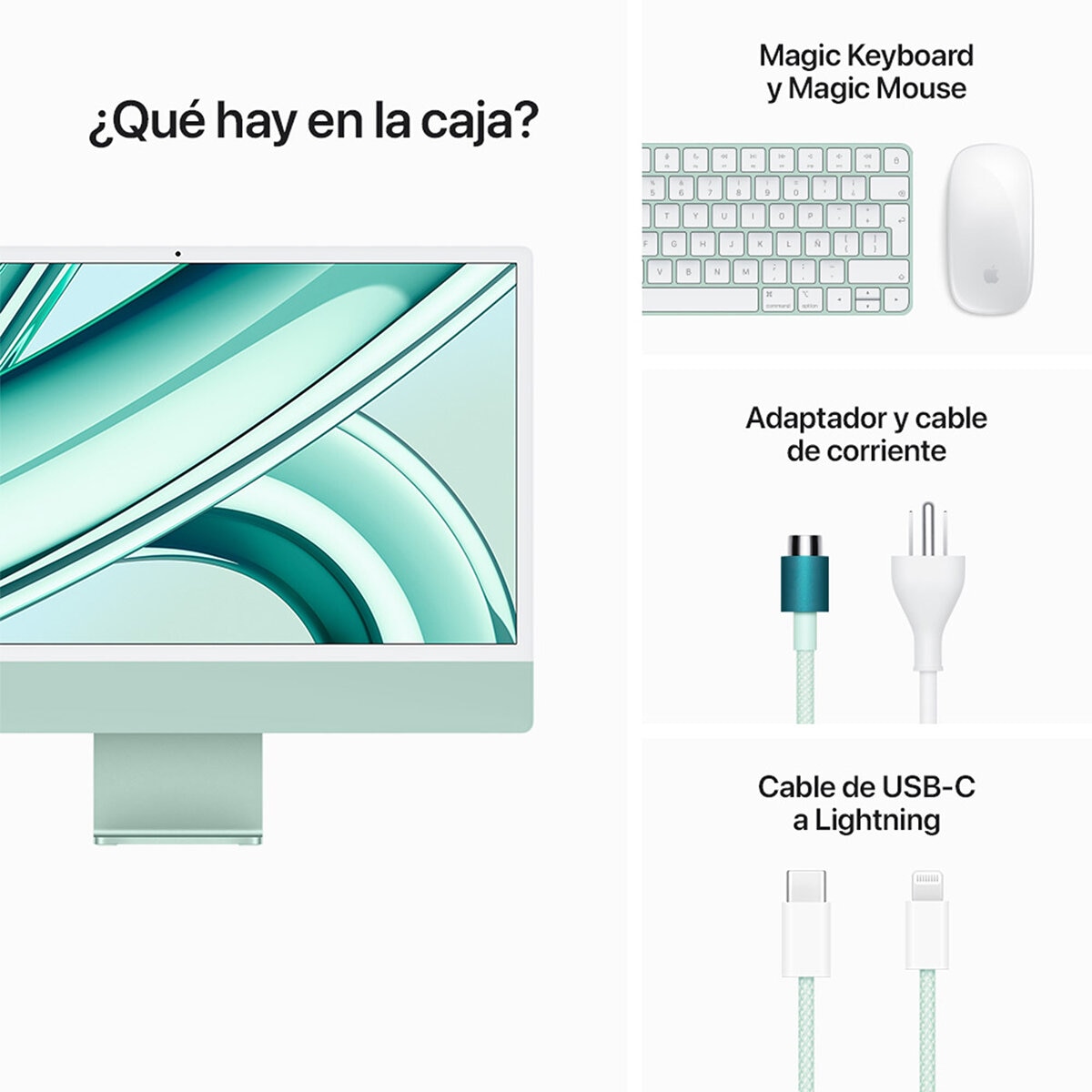 Apple iMac 24" 256GB 4.5K Chip M3 Verde CPU de 8 núcleos GPU de 8 núcleos