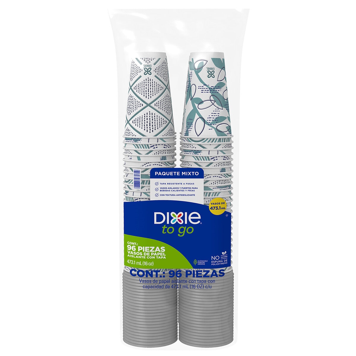 Dixie Vasos Desechables con Tapa 96 pzas de 473 ml Dixie Vasos Desechables con Tapa 96 pzas de 473 ml