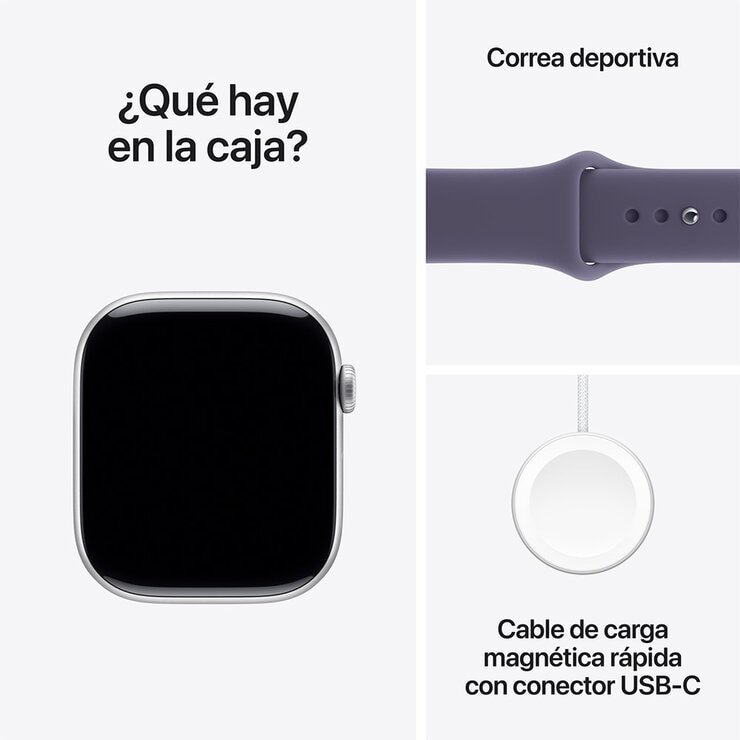 Apple Watch Series 11 (GPS + Celular) 46mm Aluminio Plata + Correa Deportiva Morado Niebla + Talla S/M Apple Watch Series 11 (GPS + Celular) 46mm Aluminio Plata + Correa Deportiva Morado Niebla + Talla S/M