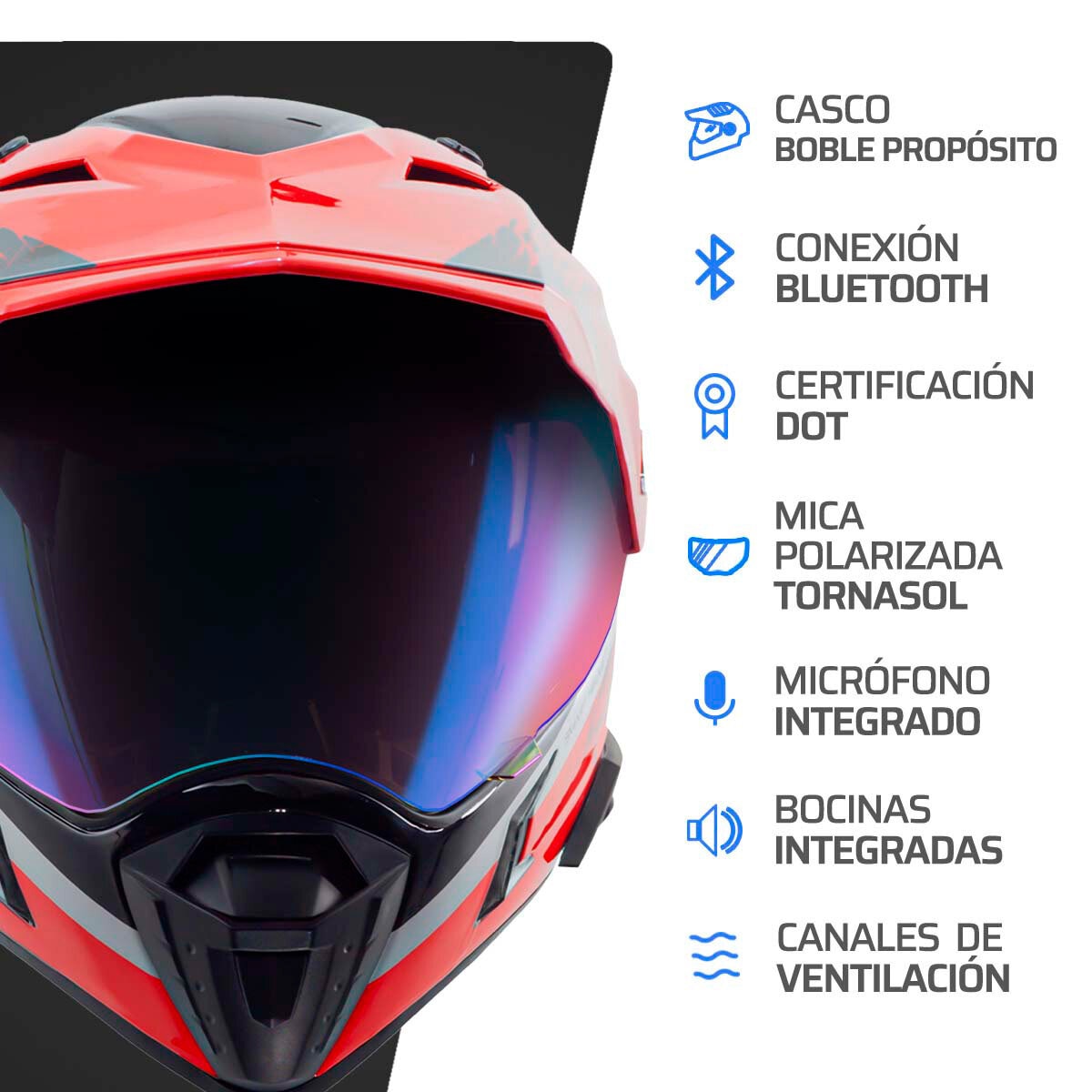 Vento Casco Doble Propósito para Motocicleta CRV-1 