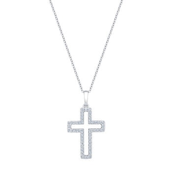Dije de Cruz de Diamantes 0.25ctw, Oro Blanco 14K Dije de Cruz de Diamantes 0.25ctw, Oro Blanco 14K