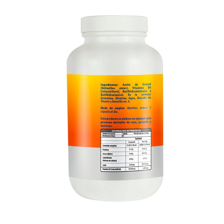 Naturagel Vitamina D3 con Aceite de Girasol 200 Cápsulas Naturagel Vitamina D3 con Aceite de Girasol 200 Cápsulas