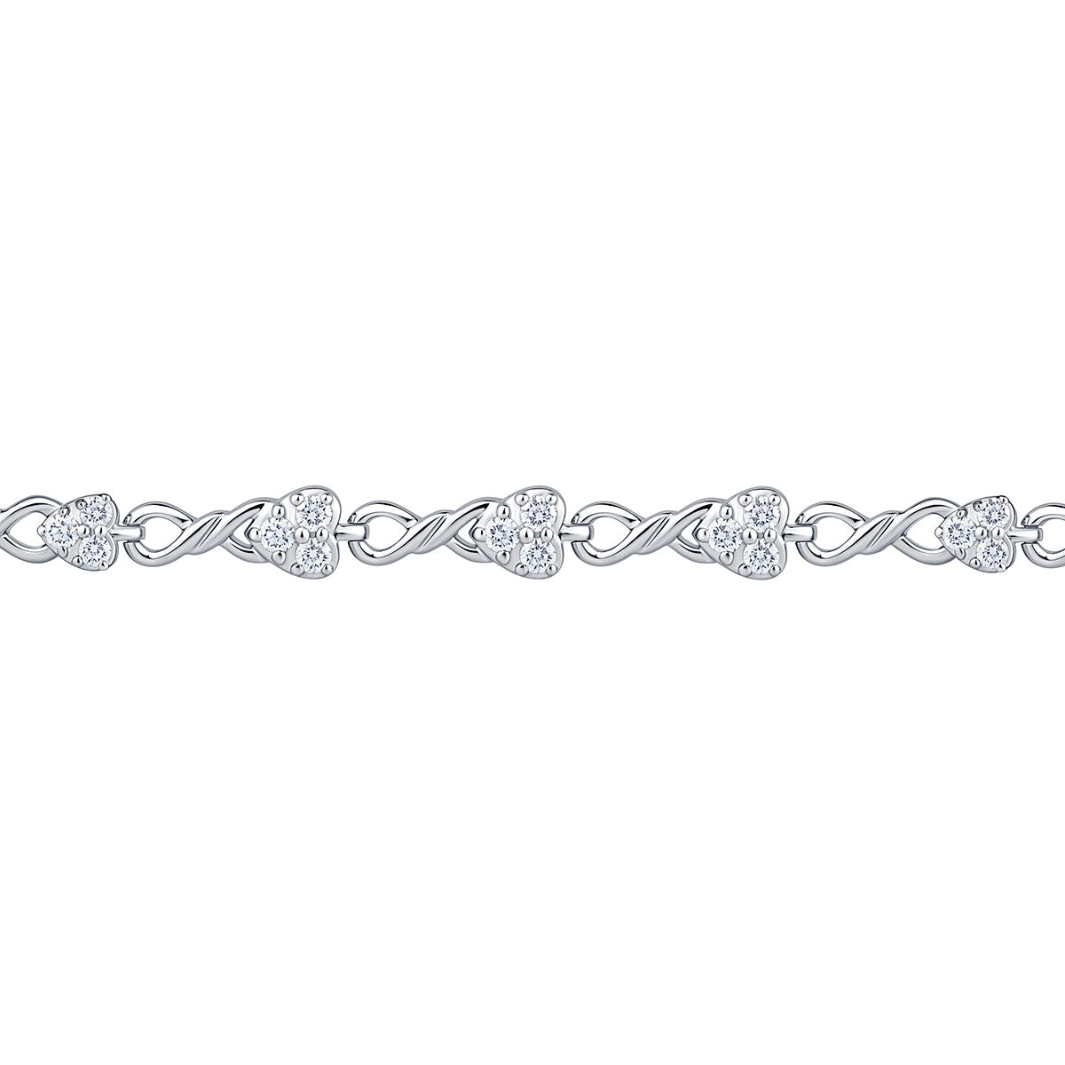 0.90ctw, Pulsera de Diamantes, 17.78cm, Corte Redondo, Oro Blanco 14K