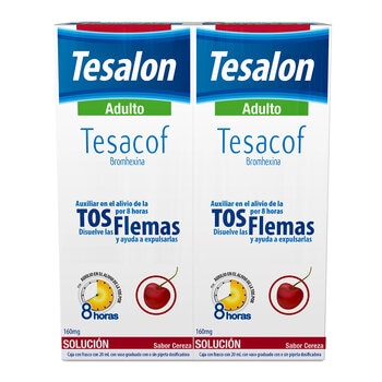 Tesalon Tesacof Adulto Bromhexina Sabor Cereza 2 Frascos de 160mg c/u