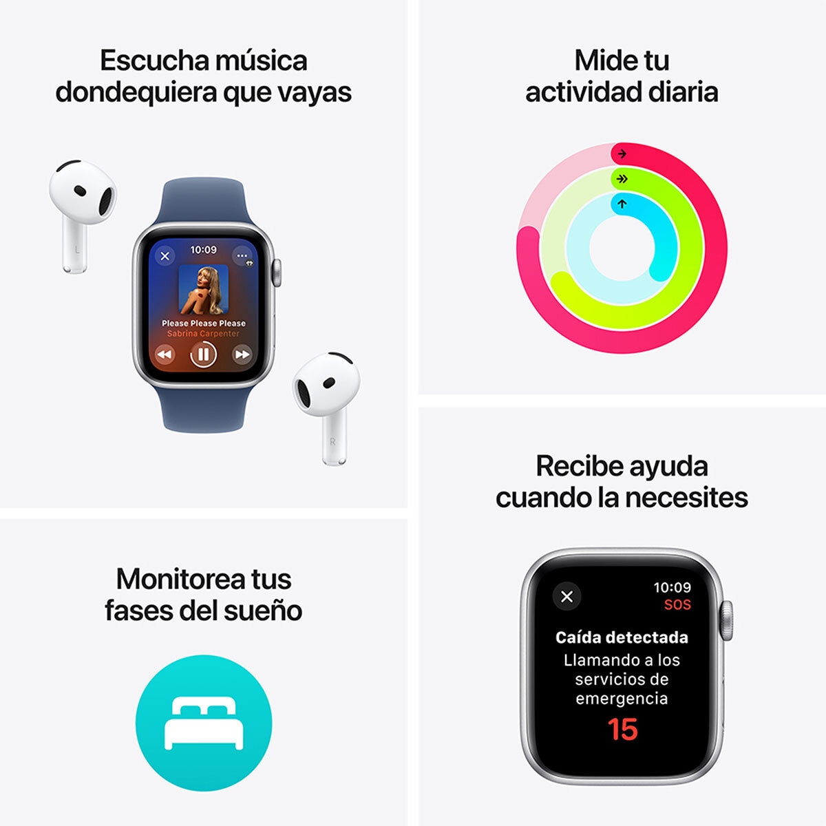 Apple Watch SE (GPS+Cellular) Caja de Aluminio Plata 40mm con Correa Deportiva Azul Denim S/M