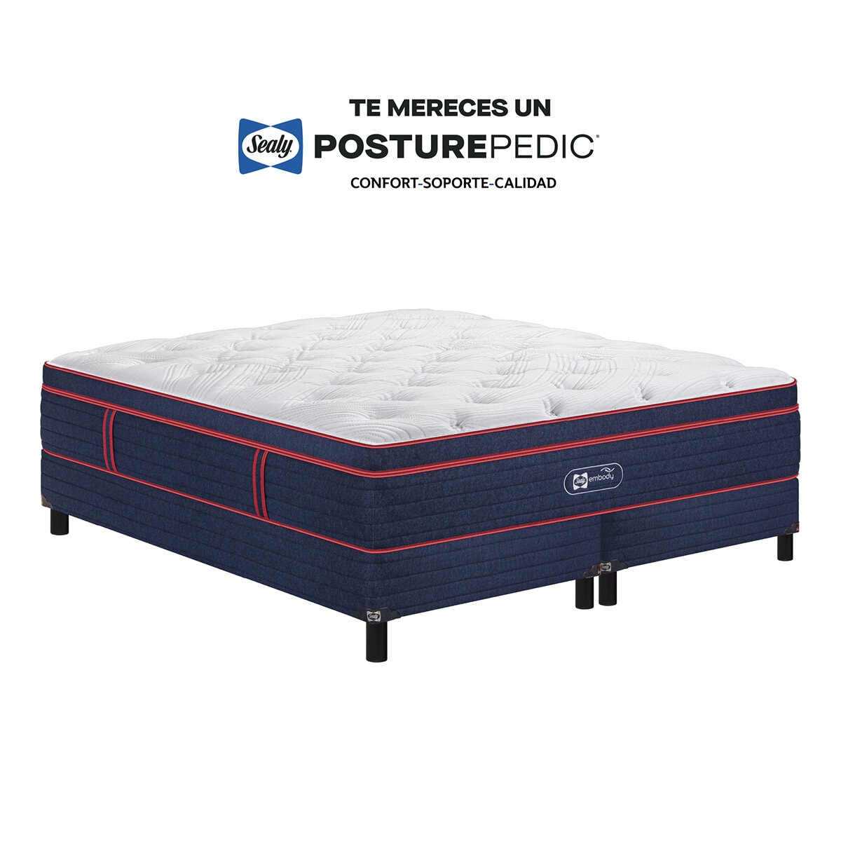 Sealy, Embody Soft Red, Colchón y Box King Size Sealy, Embody Soft Red, Colchón y Box King Size