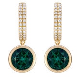 Aretes de Esmeralda Creada con Diamantes 0.19ctw, Oro Amarillo de 14K