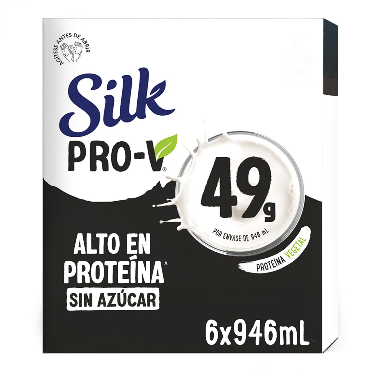 Silk Pro-V Bebida de Almendra Sin Azúcar 6 pzs de 946 ml