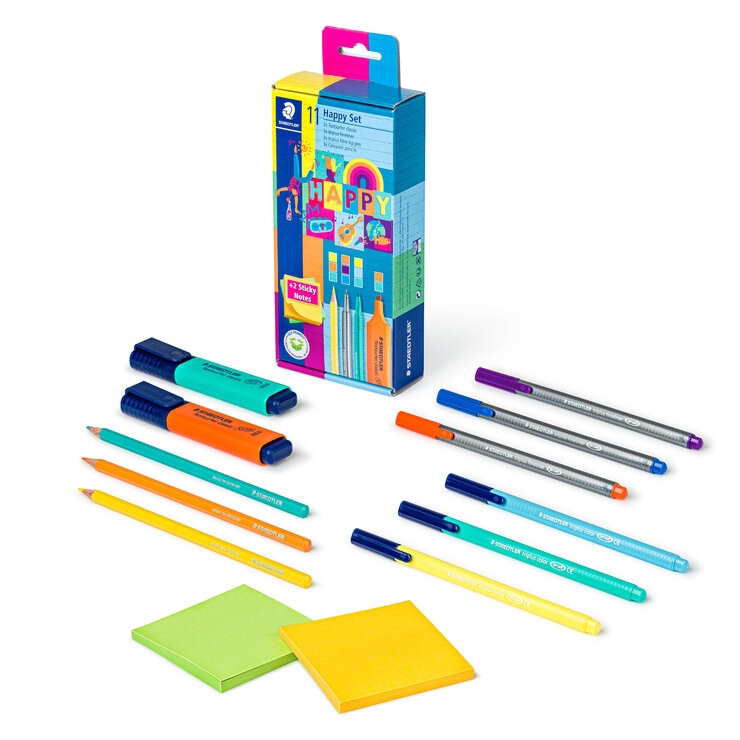 Staedtler Happy Set con 11 Piezas y Notas Autoadheribles Staedtler Happy Set con 11 Piezas y Notas Autoadheribles