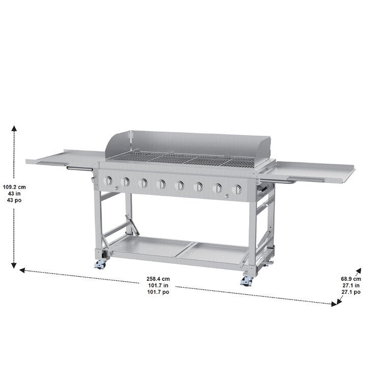 NXR, Parrilla de Acero de 8 Quemadores Plegable NXR, Parrilla de Acero de 8 Quemadores Plegable