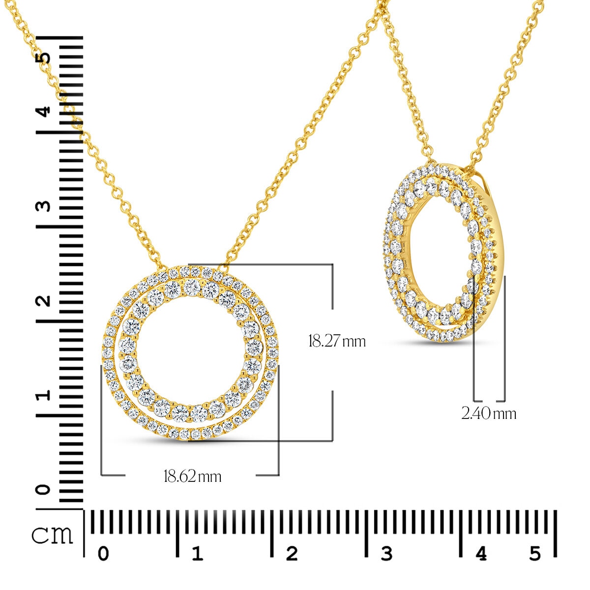 0.74ctw, Collar de Diamantes, Corte Redondo, Oro Amarillo de 14K