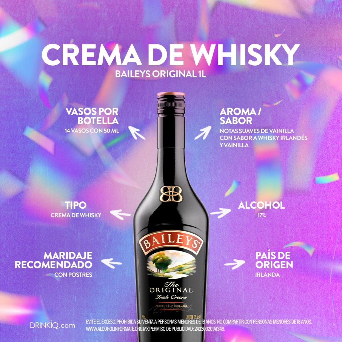 Crema Irlandesa Baileys Original 1L