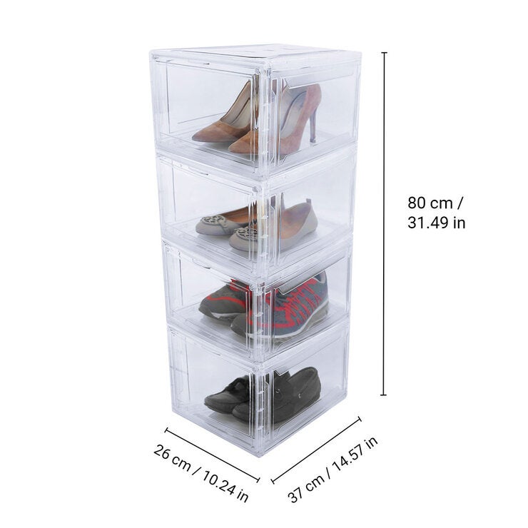 AG Box, Set de 4 Cajas de Zapatos Apilables Premium, Transparente AG Box, Set de 4 Cajas de Zapatos Apilables Premium, Transparente