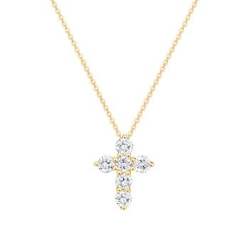 collar con dije de cruz, oro de 14 k, 0.50 ct