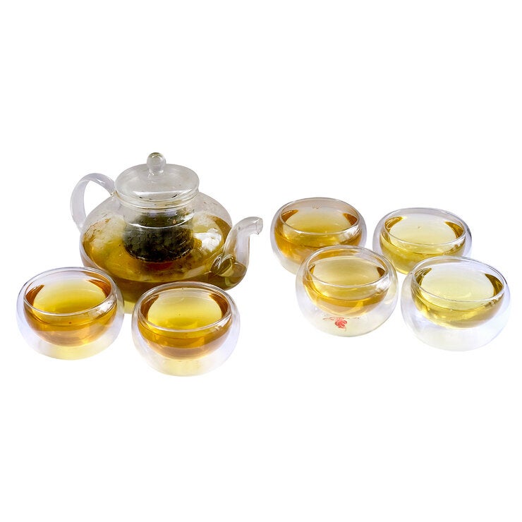 Zoma Tea Collection Juego de Tetera con 6 Tazas de Doble Cristal y un Té de 80 g Zoma Tea Collection Juego de Tetera con 6 Tazas de Doble Cristal y un Té de 80 g