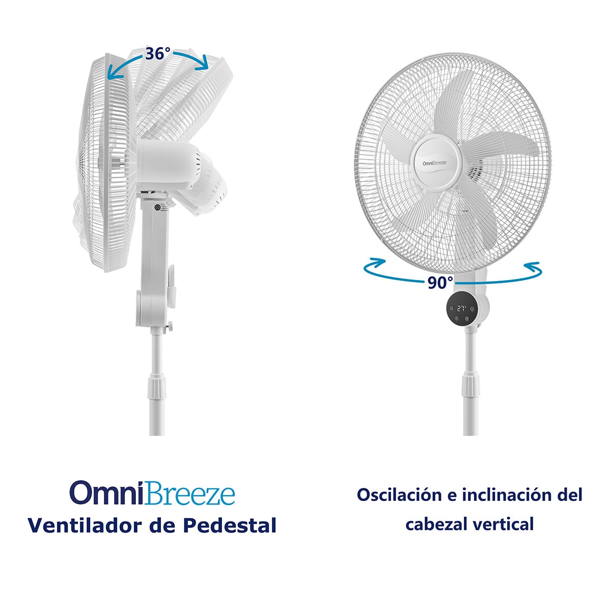 OmniBreeze, Ventilador de Pedestal Blanco, 4 Velocidades OmniBreeze, Ventilador de Pedestal Blanco, 4 Velocidades