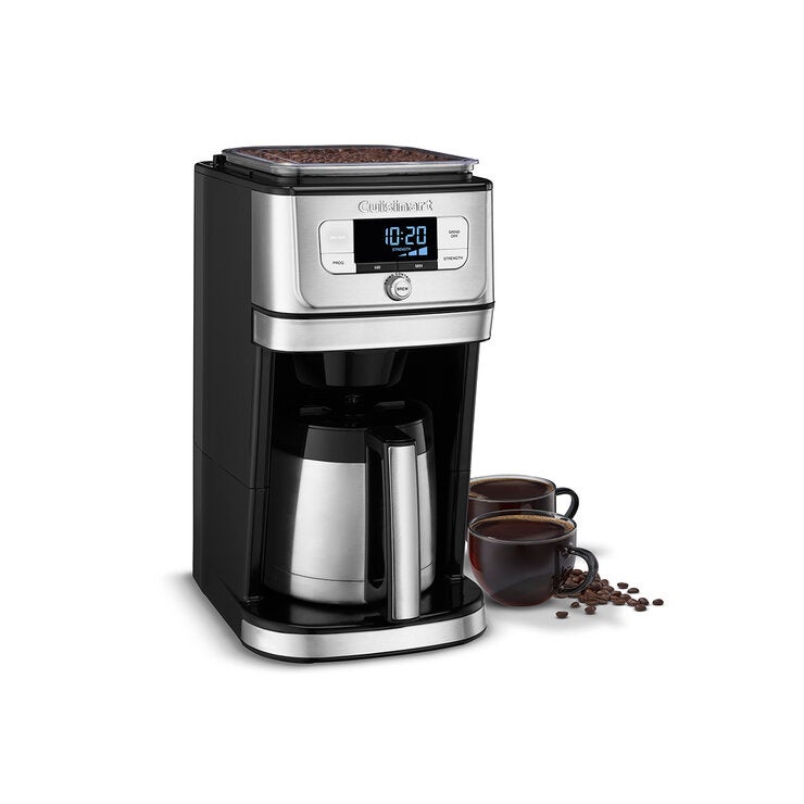 Cuisinart, Cafetera con molino integrado para 10 tazas con jarra de acero Cuisinart, Cafetera con molino integrado para 10 tazas con jarra de acero